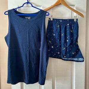 Womens Secret Treasures Joyspun Flannel Sleep Shorts w/ Terra & Sky Top 2x